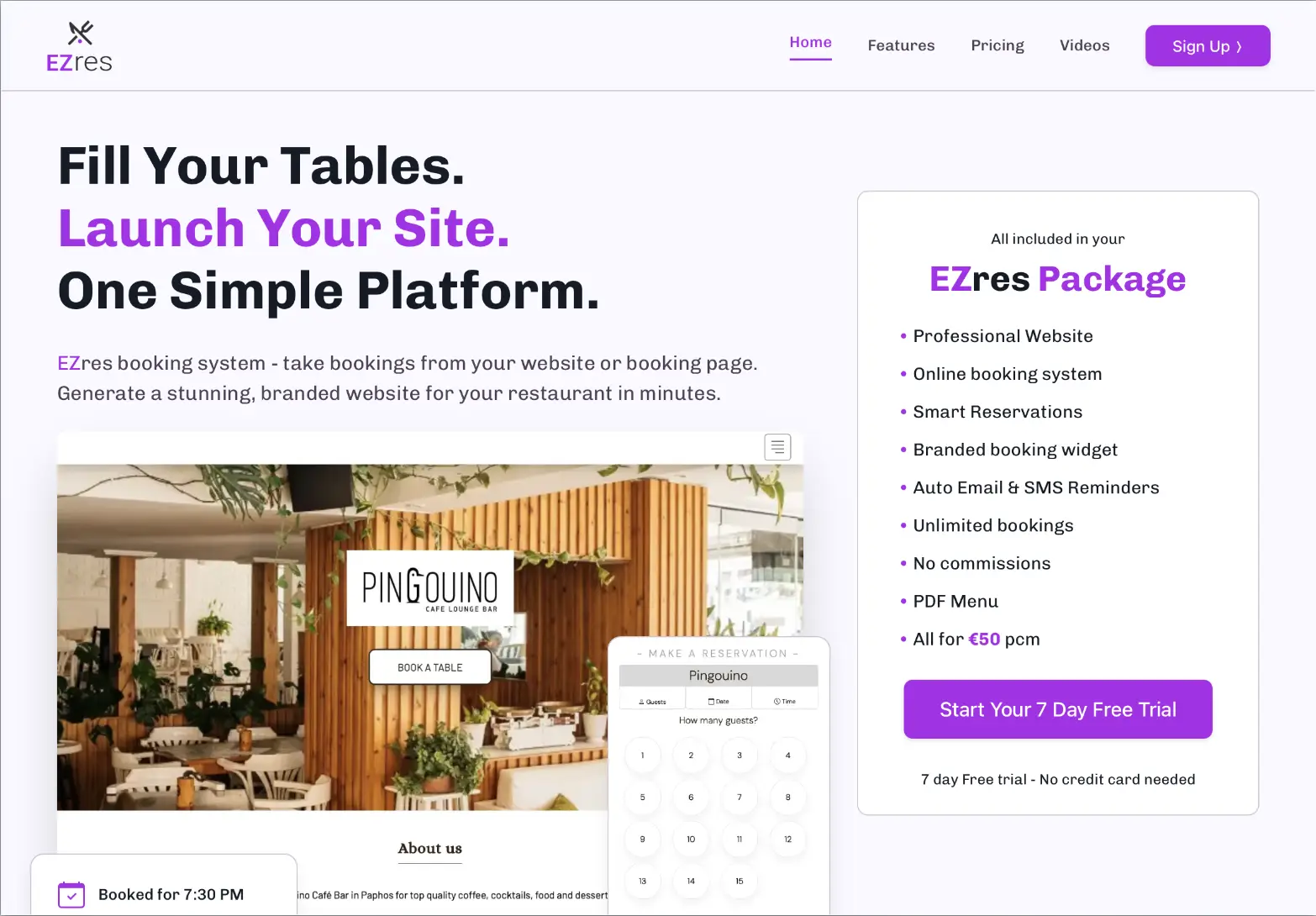 PGS Web Studio Delivers EzRes. The Ultimate Restaurant Website and Booking Solution | ID 183